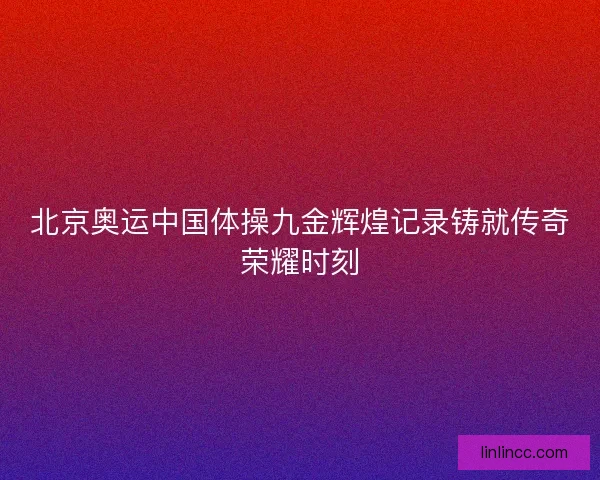北京奥运中国体操九金辉煌记录铸就传奇荣耀时刻