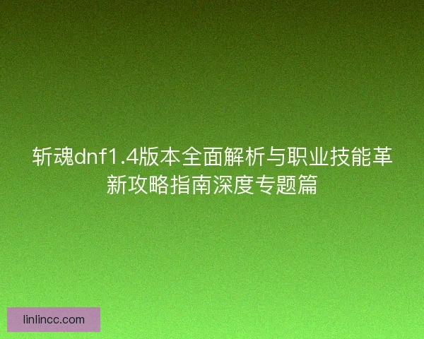 斩魂dnf1.4版本全面解析与职业技能革新攻略指南深度专题篇