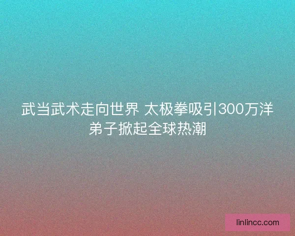 武当武术走向世界 太极拳吸引300万洋弟子掀起全球热潮 武当武术走向世界 太极拳吸引300万洋弟子掀起全球热潮